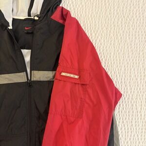 VTG Nike Nylon Windbreaker Jacket Men's XL Full Zip Red/Black/Gray